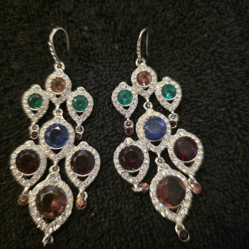 Elegant Multi-Color Gemstone Chandelier Earrings